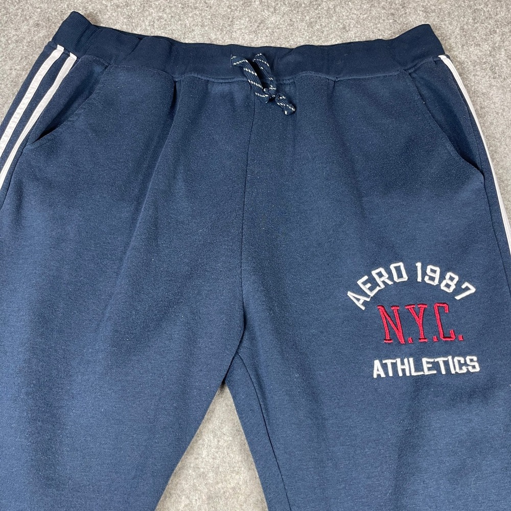 Aeropostale Mens 4XL Navy Blue Aero 1987 NYC Athletics Jogger Sweatpants Striped - Picture 2 of 11